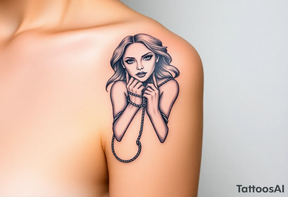 A tattoo depicting a woman bound and gagged tattoo idea