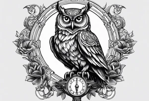 owl holding a Libra scale with its claws tattoo idea
