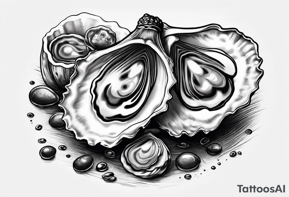 single oyster with minimal detail tattoo idea