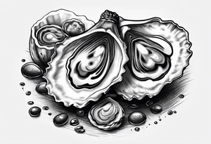 single oyster with minimal detail tattoo idea