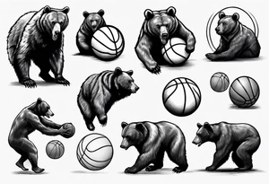 bear playing basketball tattoo idea