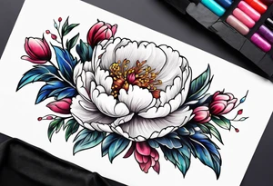 Peony garden ankle tattoo idea