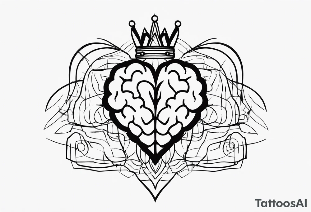 Brain, heart, love, abstract, symbolism, perseverance, crown, heart break makes you strong, worth it tattoo idea