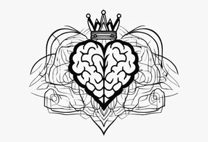 Brain, heart, love, abstract, symbolism, perseverance, crown, heart break makes you strong, worth it tattoo idea