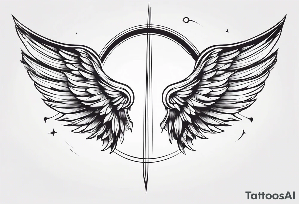 a pair of wings with a halo over them tattoo idea
