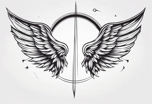 a pair of wings with a halo over them tattoo idea