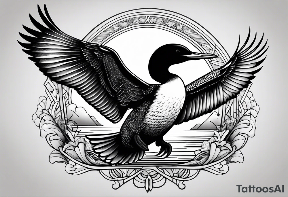 Loon stretching wings tattoo idea