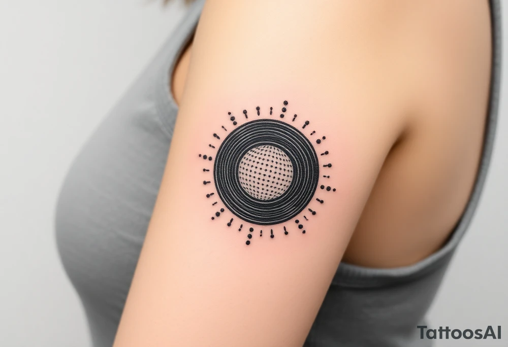 vinyl record and disco ball tattoo idea