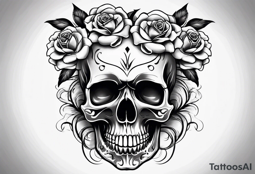 Skull with roses tattoo idea