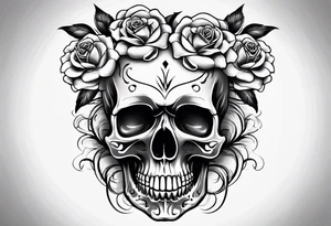 Skull with roses tattoo idea