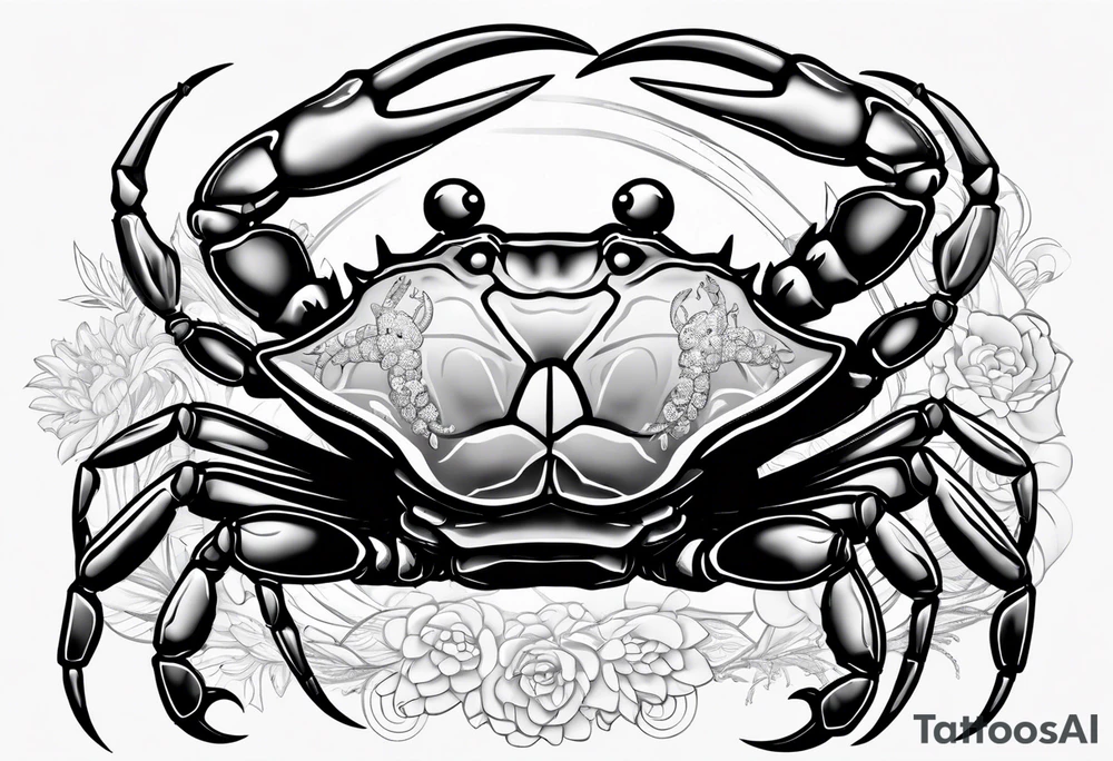 Crab con numero 69 nelle chele tattoo idea