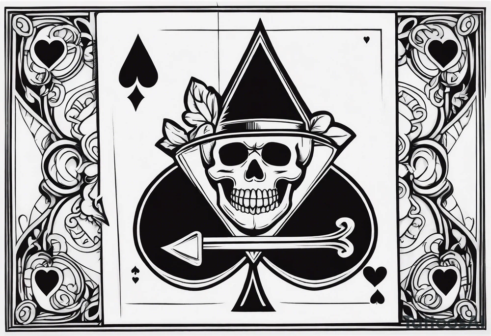 Skeleton stabbing the ace of hearts tattoo idea