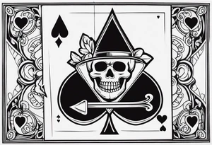 Skeleton stabbing the ace of hearts tattoo idea