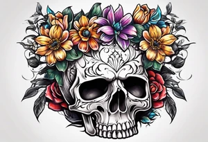 skull flower pot tattoo idea