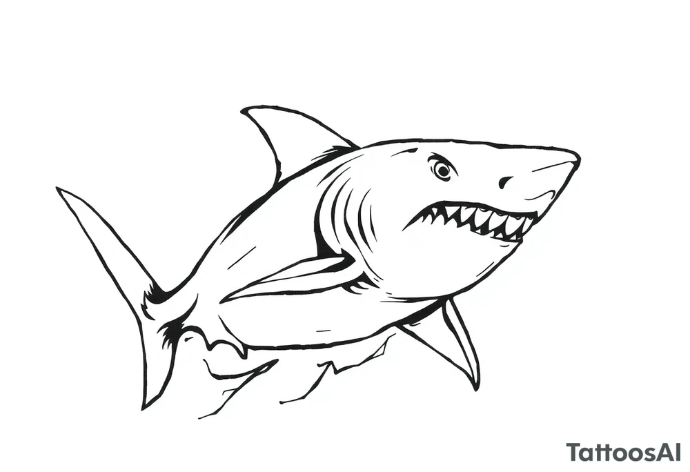 Masculine strong shark flowing tattoo idea