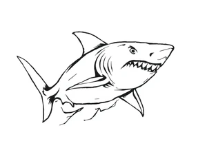 Masculine strong shark flowing tattoo idea