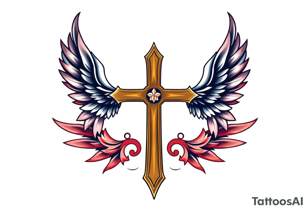 Cross ,wings tattoo idea