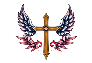 Cross ,wings tattoo idea