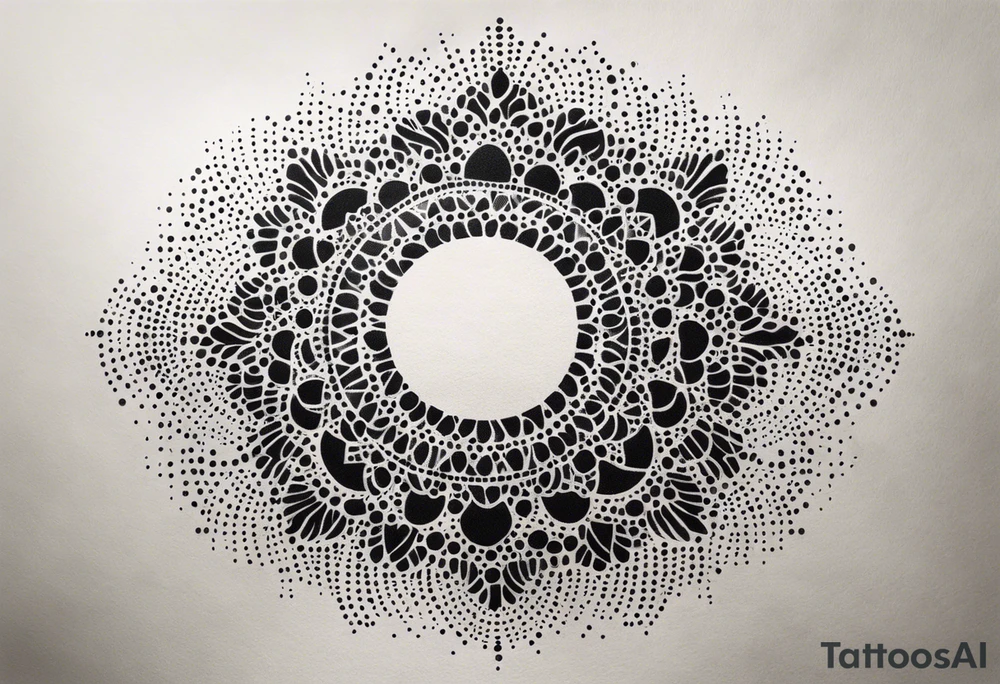 simple sun made of black dots and circles tattoo idea
