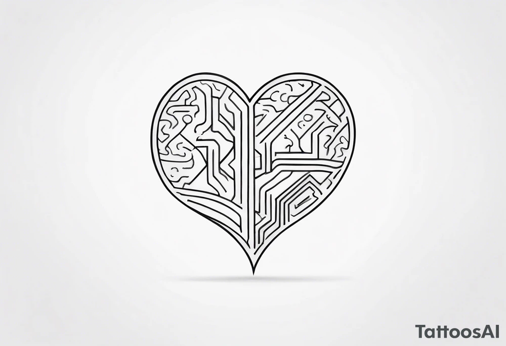 Brain, heart, simple, love, thin lines, abstract, symbolism tattoo idea