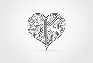 Brain, heart, simple, love, thin lines, abstract, symbolism tattoo idea