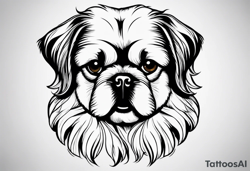 The contour of the face of a pekingese with shih tzu mixed race god. Nothing besides the face. As minimalist as possible. More minimalist! Make it a one line drawing. tattoo idea