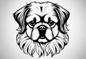 The contour of the face of a pekingese with shih tzu mixed race god. Nothing besides the face. As minimalist as possible. More minimalist! Make it a one line drawing. tattoo idea