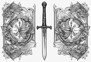 Sword with Libra scale as handle tattoo idea