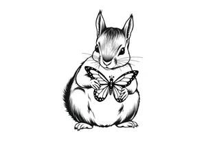 A Squirrel with a butterfly in hands tattoo idea
