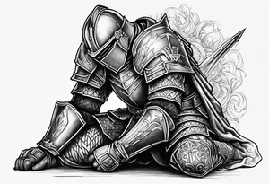 Wounded knight on his knees tattoo idea