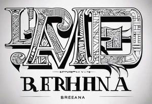 Using all these letters in our names; STEVE, BREANNA. Stack the letters on top of each other to create a design with almost all straight lines tattoo idea