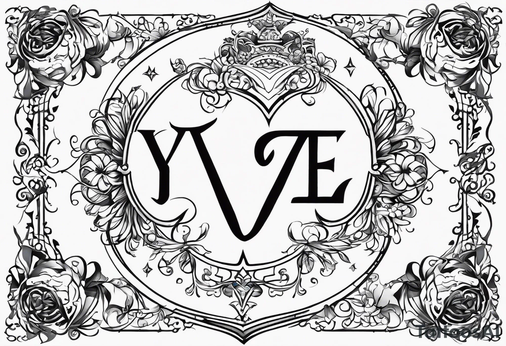 Generate a vertical fine-line composition. The content of the tattoo will have to be with the first names of my children Yanis born on July 2, 2009 and Jaïden born on February 10, 2016. In this composition I'll need some fantasy with my sign Sagittarius. It has to be spiritual, intellectual and fantastic. tattoo idea