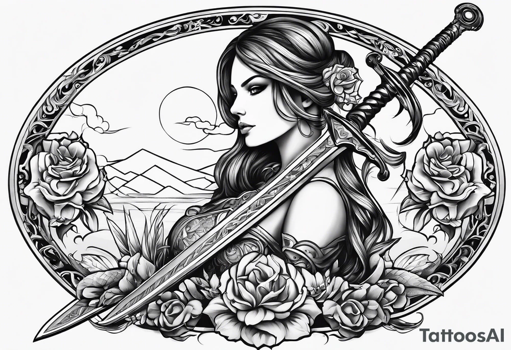 with lady juctice emblem a sword and a scale tattoo idea with lady juctice emblem a sword and a scale tattoo idea