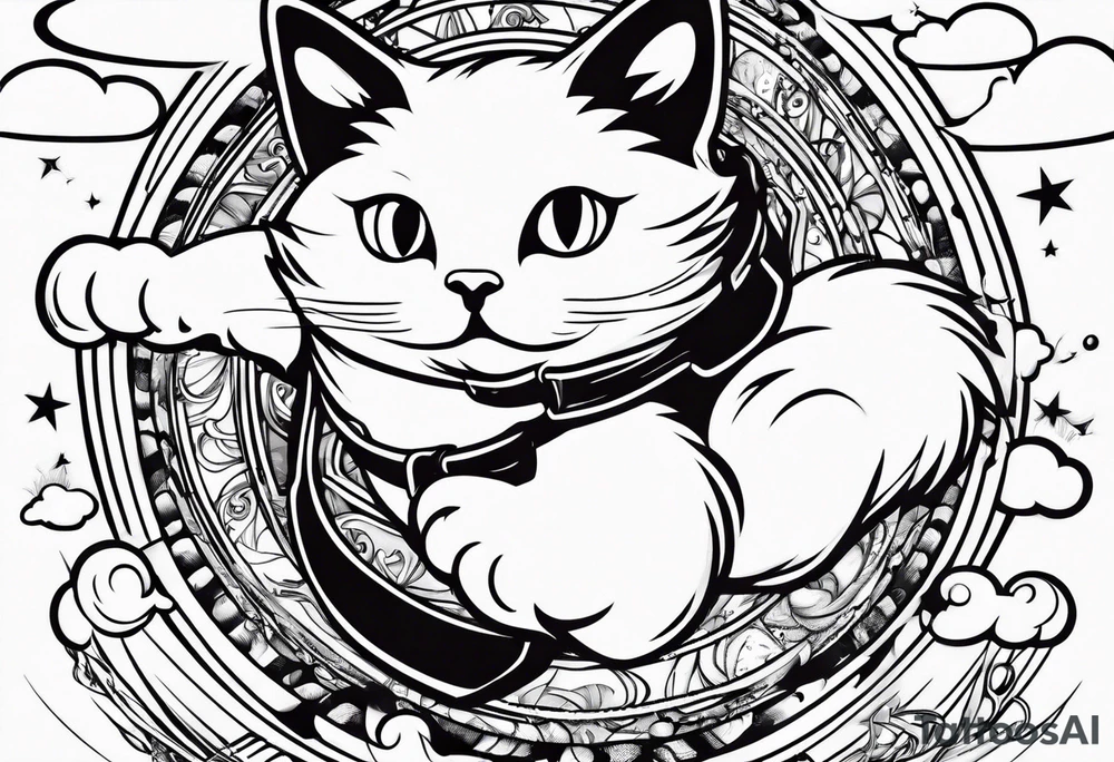 funny cat skydiving tattoo idea