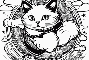 funny cat skydiving tattoo idea