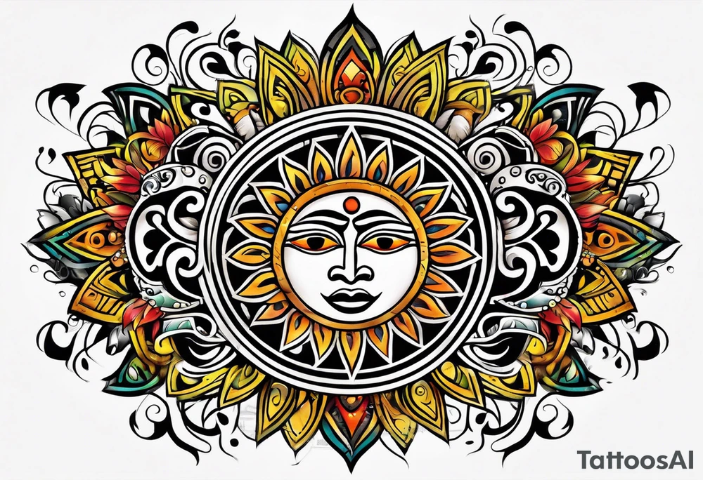 Puerto Rican taino tribal sun tattoo idea