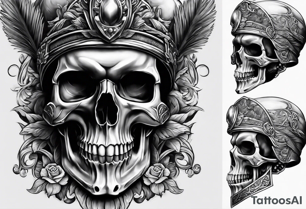 roman soldier skull tattoo idea