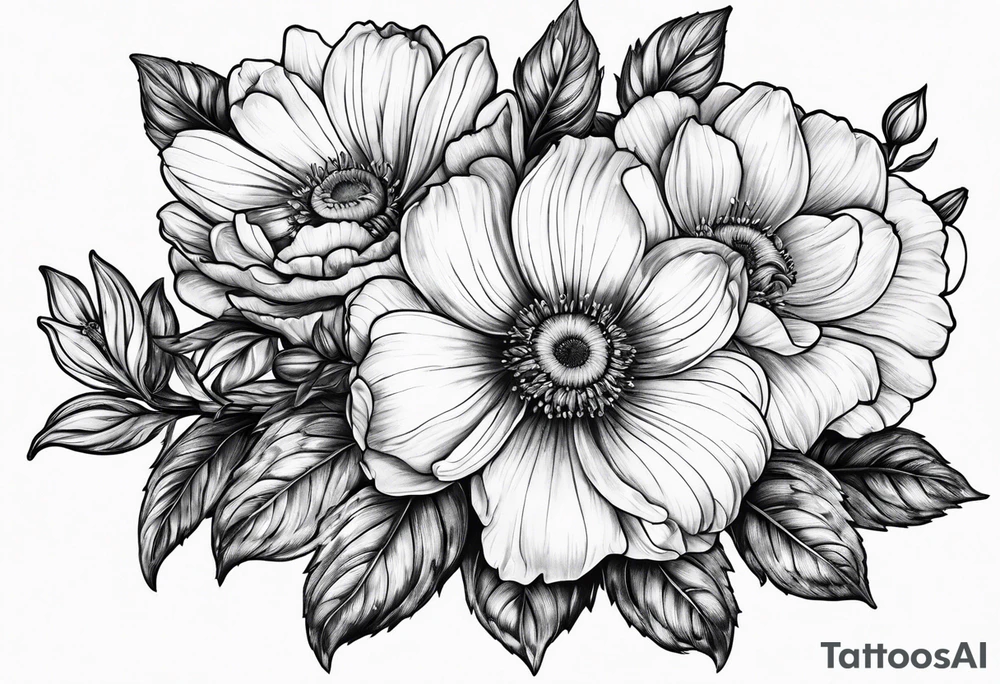 February and October birthflowers tattoo idea