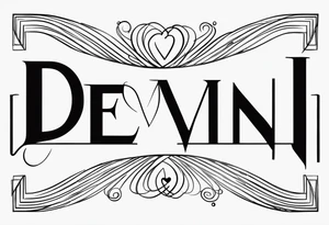 using my husbands name 'devin' can you create a thin line script tattoo and potentially incorporate a heart into the font tattoo idea