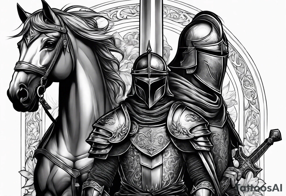 two sexy male knights tattoo idea