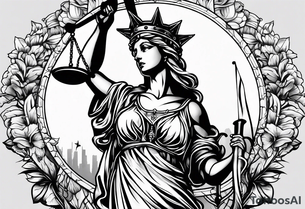 lady justice and blood tattoo idea
