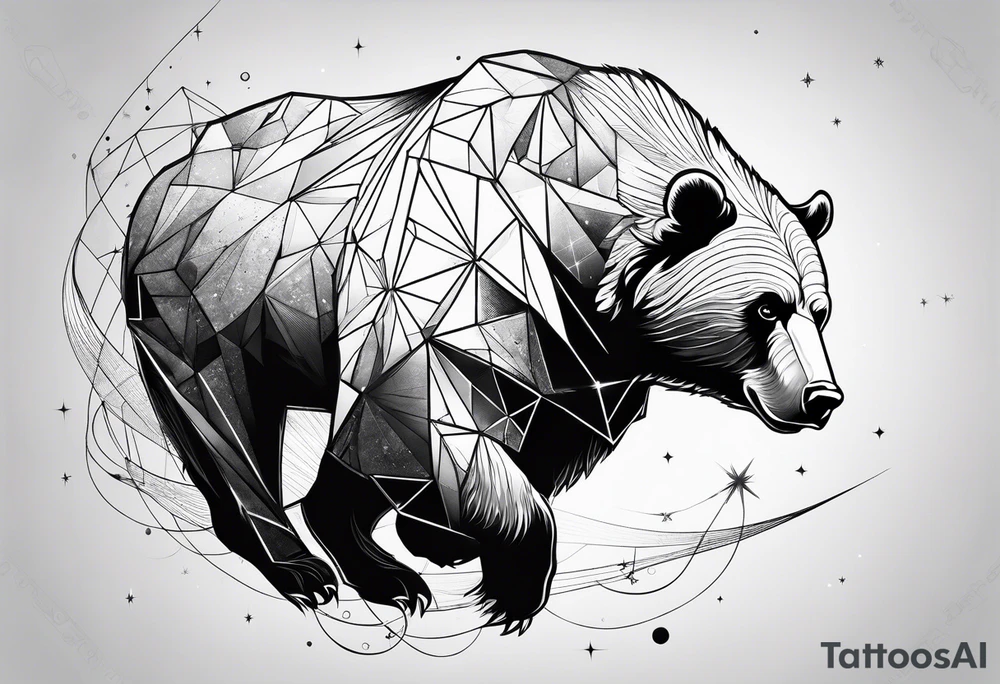 bear fighting bull in space tattoo idea