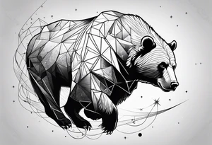 bear fighting bull in space tattoo idea