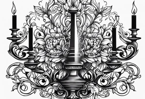 Hand holding candelabra tattoo idea
