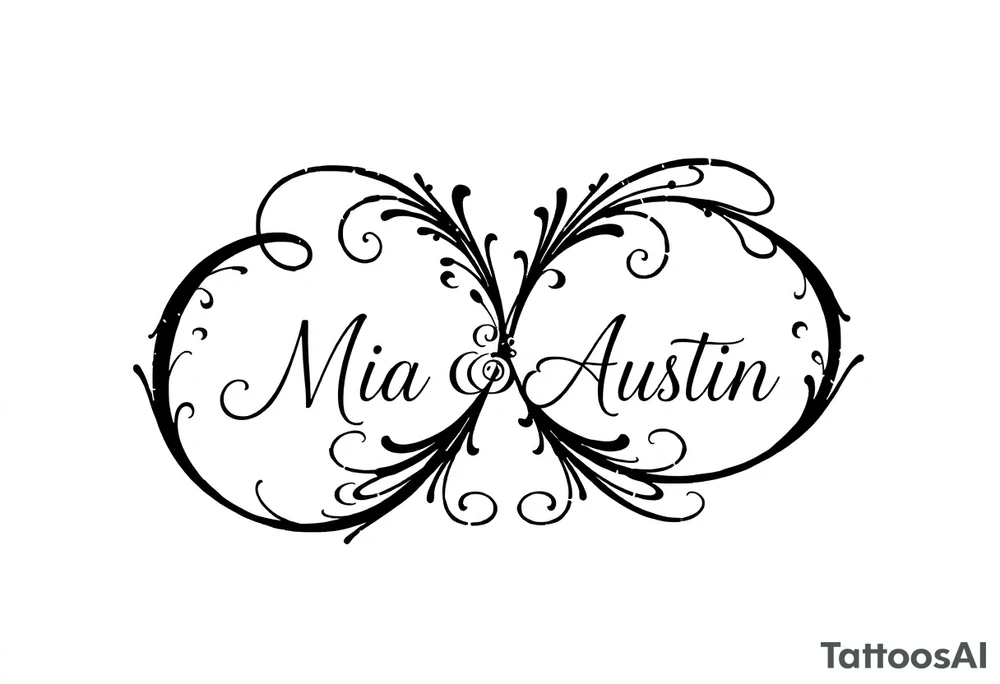 Infinity symbol with the name's Mia and Austin tattoo idea
