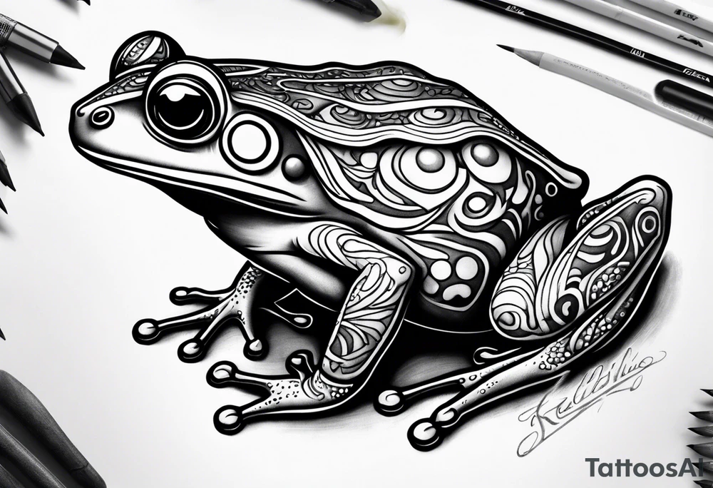 a psychedelic frog tattoo idea