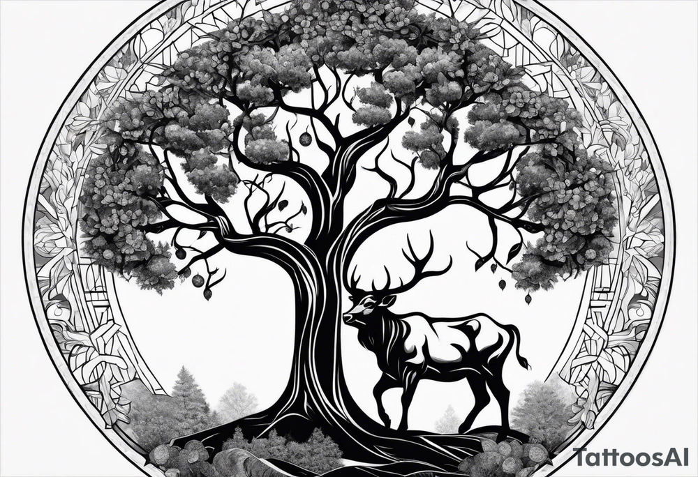 Tree of life and Taurus tattoo idea