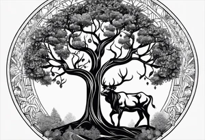 Tree of life and Taurus tattoo idea