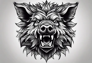 angry boar front tattoo idea