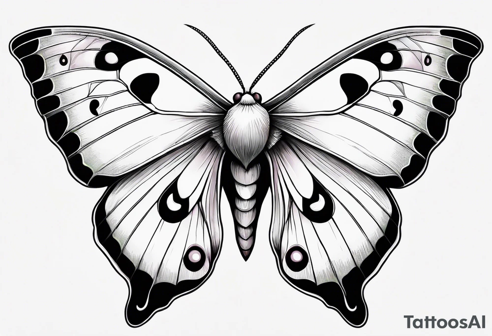 black and white luna moth tattoo with shading tattoo idea
